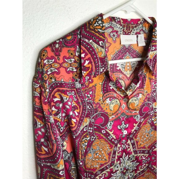 Chicos Boho Paisley Button Front Long sleeve Shirt - Picture 6 of 8